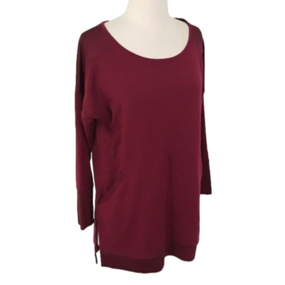 NESH Burgundy Wine French Terry Pullover Top S